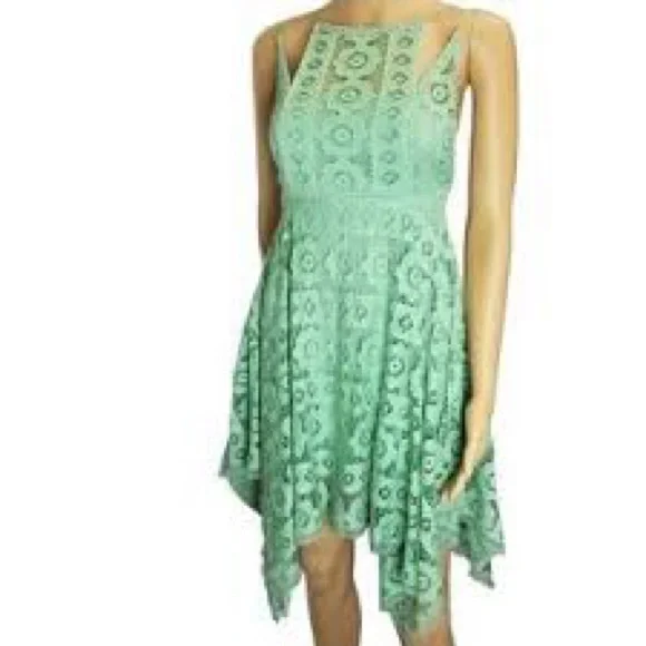 Free People Just Like Honey Mint Green Lace Spaghetti Straps Dress size 6 - Picture 5 of 7